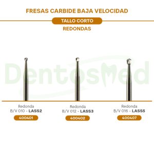 FRESA CARBIDE BAJA VELOCIDAD TALLO CORTO REDONDA KERR