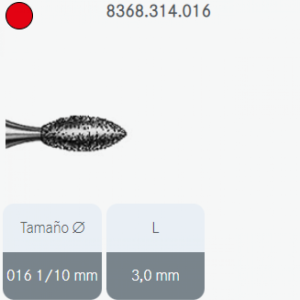 FRESA DIAMANTE A/V BOTON GRANO FINO 8368.314.016 KOMET