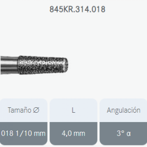 FRESA DIAMANTE A/V TRONCOCONICA BORDE REDONDO GRANO MEDIO 845KR.314.018 KOMET