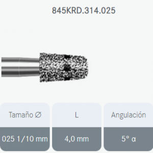 FRESA DIAMANTE TRONCOCONICA BORDE REDONDO GRANO MEDIO 845KRD.314.025 KOMET