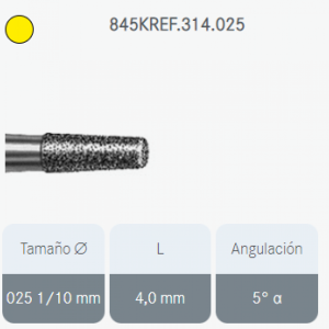 FRESA DIAMANTE A/V TRONCOCONICA BORDE REDONDO GRANO EXTRA FINO 845KREF.314.025 KOMET