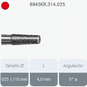 FRESA DIAMANTE A/V TRONCOCONICA BORDE REDONDO GRANO FINO 8845KR.314.025 KOMET