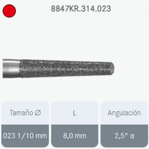FRESA DIAMANTE A/V TRONCOCONICA BORDE REDONDO GRANO FINO 8847KR.314.023 KOMET