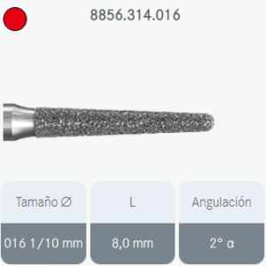 FRESA DIAMANTE A/V TRONCOCONICA PUNTA REDONDA GRANO FINO 8856.314.016 KOMET