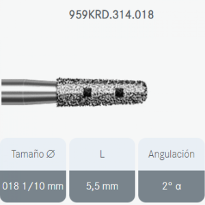 FRESA DIAMANTE A/V TRONCOCONICA BORDE REDONDO GRANO MEDIO 959KRD.314.018 KOMET